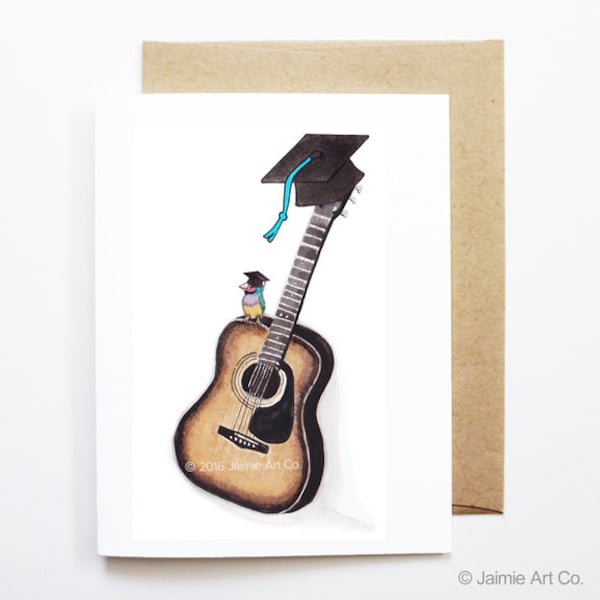 Graduation Card - Guitar, Grad Card, College Graduation, High School Grad, Congrats Grad, Congrats Card, Cute Music Card, Guitar Card