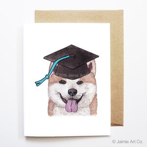 Afstudeerkaart - Akita, afstudeerkaart, college-afstuderen, middelbare school afstudeerder, gefeliciteerd afstudeerder, gefeliciteerd kaart, leuke hondkaart