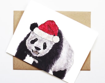 Christmas Card - Panda, Cute Christmas Card, Animal Christmas Card, Holiday Card, Xmas Card, Seasonal Card, Christmas Card Set, Panda Card