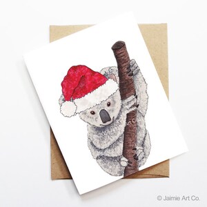 Carte de Noël - Koala, jolie carte de Noël, carte de Noël animal, carte de vœux, carte de Noël, carte de saison, jeu de cartes de Noël