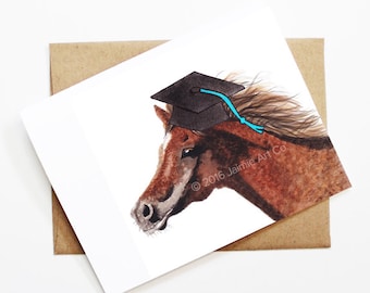 Graduation Card - Horse, Grad Card, College Graduation, High School Grad, Congrats Grad, Congrats Card, Cute Animal Card, Horse Card