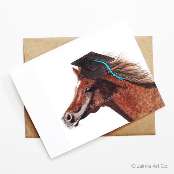 Graduation Card - Horse, Grad Card, College Graduation, High School Grad, Congrats Grad, Congrats Card, Cute Animal Card, Horse Card