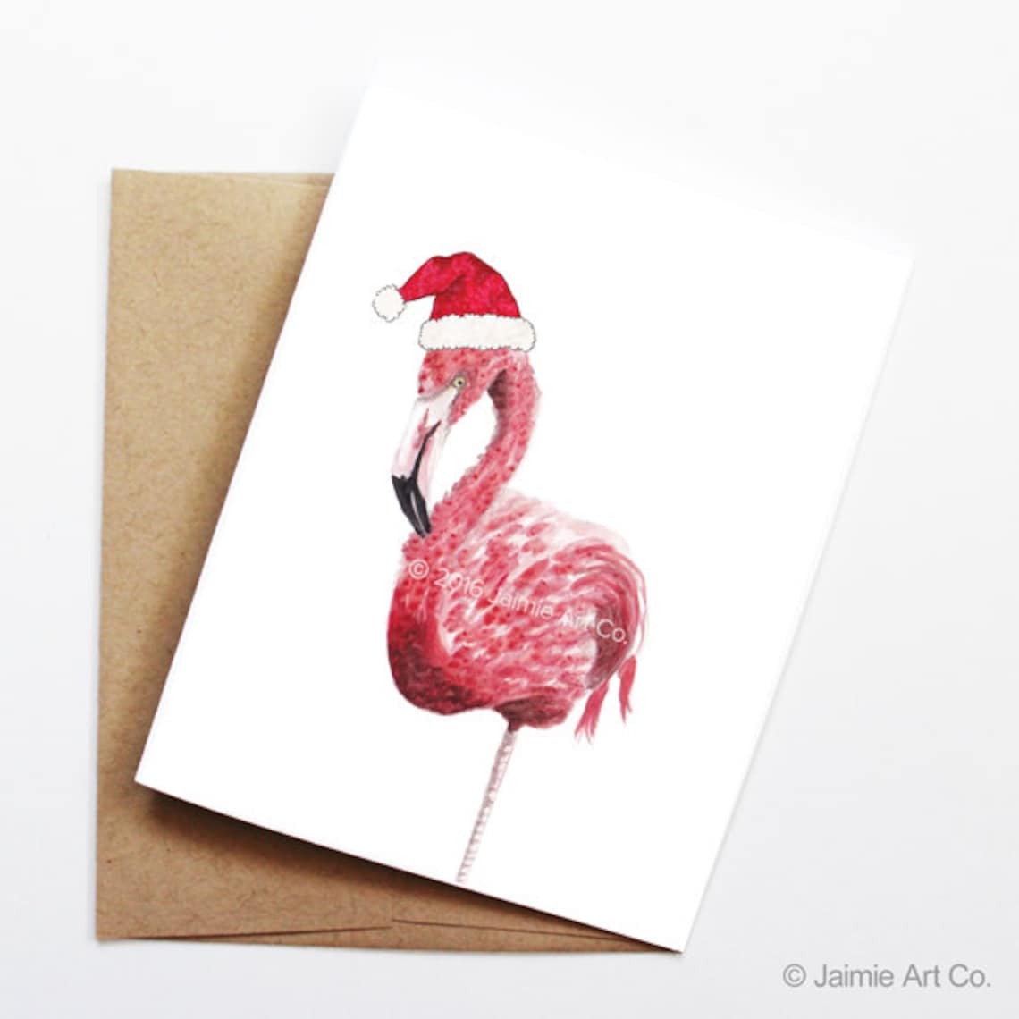 Christmas Card Flamingo Cute Christmas Card Animal Etsy