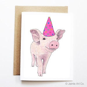 Tarjeta de cumpleaños - Lechón, Cumpleaños de animales, Tarjeta de animales, Tarjeta de felicitación linda, Tarjeta de cumpleaños para niños, Tarjeta de cumpleaños del bebé, Cumpleaños de lechón