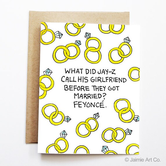 Funny Friend Card - Feyoncé, Cheesy Joke Card, Funny Wedding Card, Funny Engagement, Engagement Congrats, Fiance Card, Feyonce Card, Beyonce