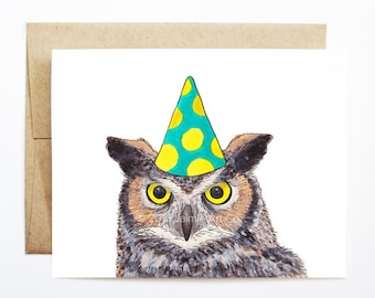 Birthday Card - Owl, Animal Birthday, Animal Card, Cute Greeting Card, Kids Birthday Card, Baby Birthday Card, Owl Birthday, Owl Card