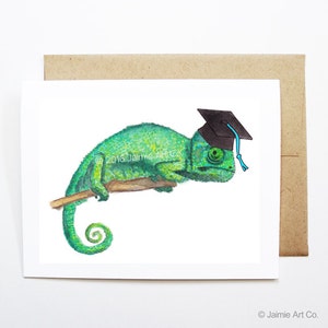Abschlusskarte - Chamäleon, Grad-Karte, College-Abschluss, Abitur, Graduierung, Glückwunschkarte, süße Tierkarte, Chamäleon-Karte