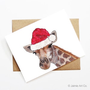 Weihnachtskarte - Giraffe, süße Weihnachtskarte, Tierweihnachtskarte, Feiertagskarte, Weihnachtskarte, saisonale Karte, Weihnachtskartenset