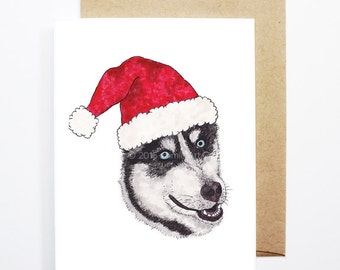 Christmas Card - Husky, Dog Christmas Card, Cute Christmas Card, Holiday Card, Xmas Card, Seasonal Card, Christmas Card Set