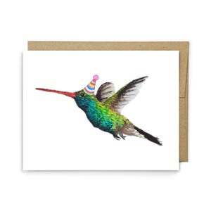 Birthday Card - Hummingbird, Animal Birthday, Animal Card, Cute Greeting Card, Kids Birthday Card, Baby Birthday Card, Hummingbird Card