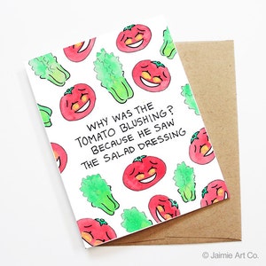 Funny Friend Card - Blushing Tomato, Thinking of You Card, Blank Card, Just Because Card, Cute Greeting Card, Friendship Card, Funny Card