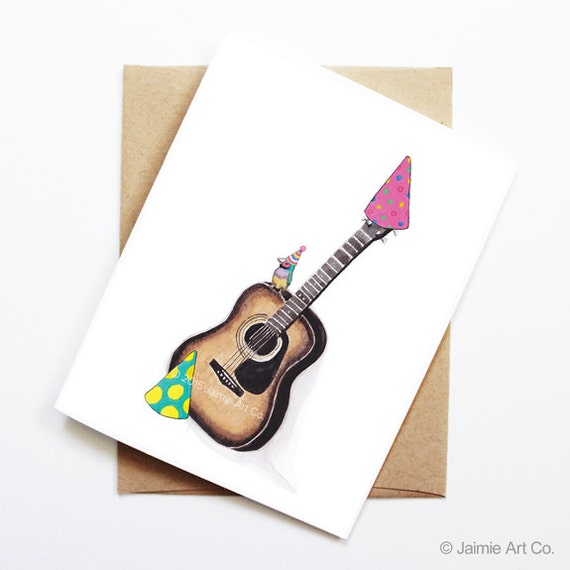 Chitarra elettrica pop-up di note musicali biglietto d auguri