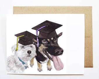 Carte de remise des diplômes - Chiens, Carte de diplômé, Remise des diplômes universitaires, Diplômé du secondaire, Diplômé de félicitations, Carte de félicitations, Carte d'animal mignon, Carte de chien