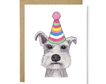 Schnauzer Birthday Card, Dog Birthday Greeting, Dog Mom Gift, Puppy Celebration