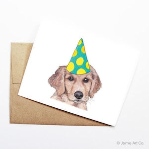 Birthday Card - Golden Retriever, Dog Birthday Card, Cute Birthday Card, Dog Card, Bday Card, Kids Birthday Card, Friend Birthday Card