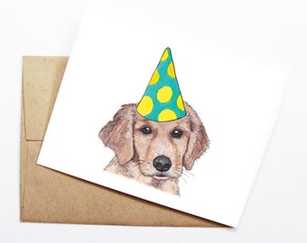 Birthday Card - Golden Retriever, Dog Birthday Card, Cute Birthday Card, Dog Card, Bday Card, Kids Birthday Card, Friend Birthday Card