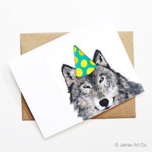 Birthday Card - Wolf, Animal Birthday, Animal Card, Cute Greeting Card, Kids Birthday Card, Baby Birthday Card, Blank Wolf Card