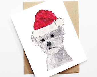 Christmas Card - Maltese, Dog Christmas Card, Cute Christmas Card, Holiday Card, Xmas Card, Seasonal Card, Christmas Card Set