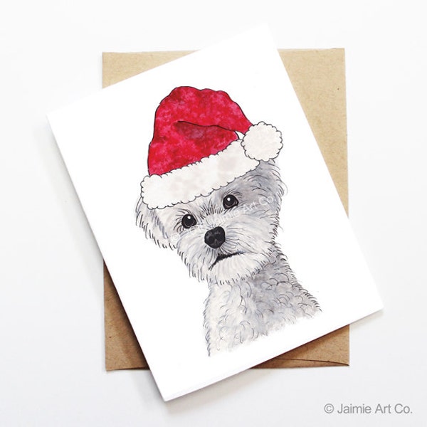Christmas Card - Maltese, Dog Christmas Card, Cute Christmas Card, Holiday Card, Xmas Card, Seasonal Card, Christmas Card Set