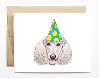 Birthday Card - Poodle, Dog Birthday Card, Cute Birthday Card, Dog Card, Bday Card, Kids Birthday Card, Friend Birthday Card