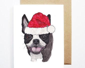 Christmas Card - Boston Terrier, Dog Christmas Card, Cute Christmas Card, Holiday Card, Xmas Card, Seasonal Card, Christmas Card Set