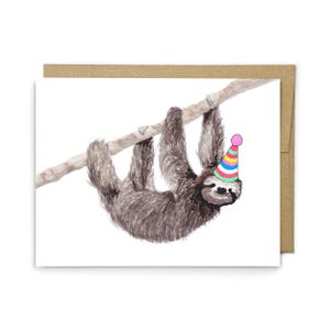 Birthday Card - Sloth, Animal Birthday, Animal Card, Cute Greeting Card, Kids Birthday Card, Baby Birthday Card, Blank Sloth Card