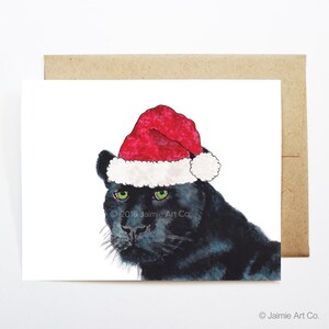 Christmas Card - Panther, Cute Christmas Card, Animal Christmas Card, Holiday Card, Xmas Card, Seasonal Card, Christmas Card Set