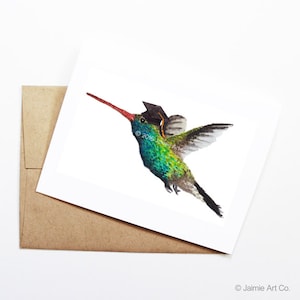 Abschlusskarte - Kolibri, Grad-Karte, College-Abschluss, Abitur, Glückwunschkarte, niedliche Tierkarte, Kolibri