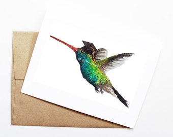 Graduation Card - Hummingbird, Grad Card, College Graduation, High School Grad, Congrats Grad, Congrats Card, Cute Animal Card, Hummingbird