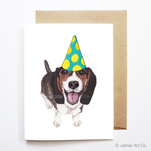 Carte Danniversaire Beagle Carte Danniversaire De Chien Etsy