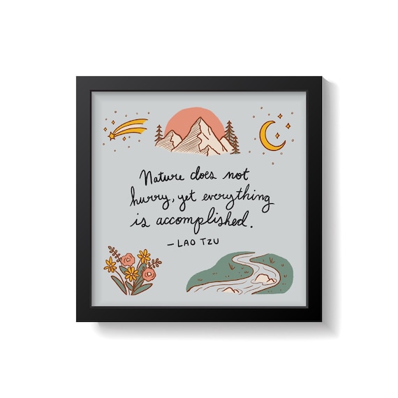 Nature Quote Wall Art, Lao Tzu Print, Slow Living Decor, Peaceful Nature Art