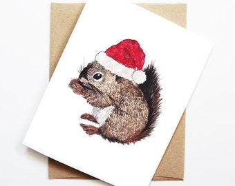 Carte de Noël - écureuil, jolie carte de Noël, carte de Noël animal, carte de vœux, carte de Noël, carte de saison, jeu de cartes de Noël