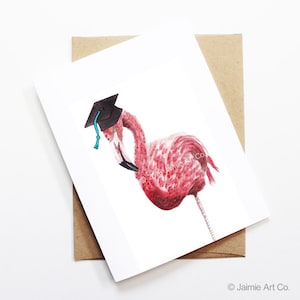 Abschlusskarte - Flamingo, Grad-Karte, College-Abschluss, Abitur, Graduierung, Glückwunschkarte, süße Tierkarte, Flamingo-Karte