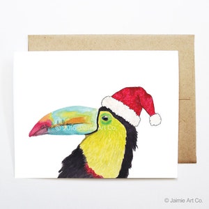 Tarjeta de Navidad - Tucán, Tarjeta de Navidad linda, Tarjeta de Navidad de animales, Tarjeta navideña, Tarjeta de Navidad, Tarjeta de temporada, Conjunto de tarjetas de Navidad, Tarjeta de tucán