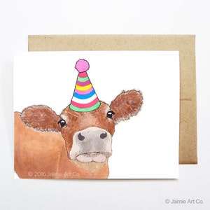 Carte d'anniversaire - vache, anniversaire d'animal, carte d'animal, carte de voeux mignonne, carte d'anniversaire d'enfant, carte d'anniversaire de bébé, anniversaire de vache, carte de vache
