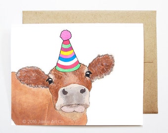 Tarjeta de cumpleaños - vaca, cumpleaños de animales, tarjeta de animales, tarjeta de felicitación linda, tarjeta de cumpleaños de los niños, tarjeta de cumpleaños del bebé, cumpleaños de la vaca, tarjeta de la vaca