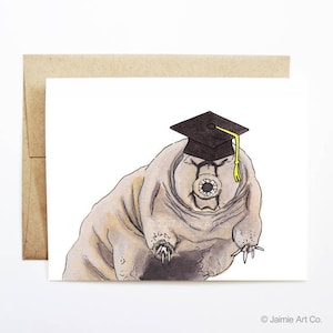 Tarjeta de graduación - Tardígrado, Tarjeta de posgrado, Graduación universitaria, Graduado de la escuela secundaria, Graduado de felicitaciones, Tarjeta de felicitaciones, Tarjeta de animal lindo, Tardígrado
