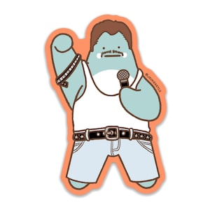 Freddie Mercury Sticker for Water Bottle Cute Sticker Queen Band Merch Gift for Music Lover Sticker Live Aid Fun Kids Sticker for Laptop