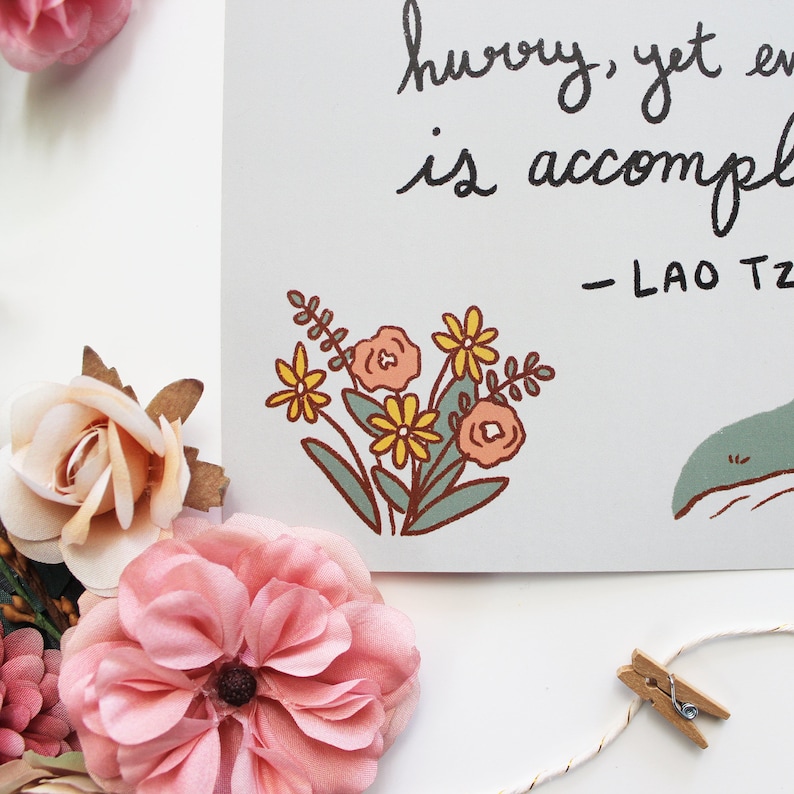 Nature Quote Wall Art, Lao Tzu Print, Slow Living Decor, Peaceful Nature Art image 4