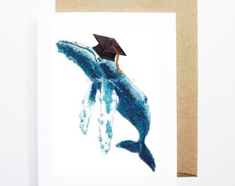 Graduation Card - Whale, Grad Card, College Graduation, High School Grad, Congrats Grad, Congrats Card, Cute Animal Card, Whale Card