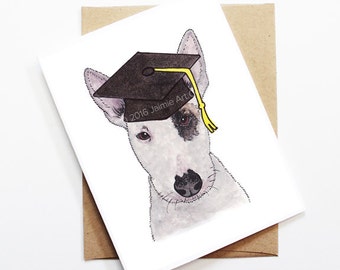 Graduation Card - Bull Terrier, Grad Card, College Graduation, High School Grad, Congrats Grad, Congrats Card, Cute Dog Card
