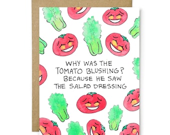 Funny Dad Joke Card, Cheesy Tomato Greeting, Friendship Card, Just Because