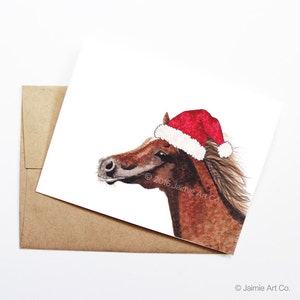 Christmas Card - Horse, Cute Christmas Card, Animal Christmas Card, Holiday Card, Xmas Card, Seasonal Card, Christmas Card Set, Horse Card