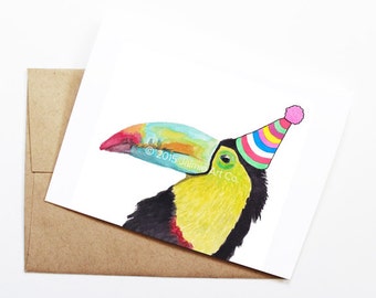 Birthday Card - Toucan, Animal Birthday, Animal Card, Cute Greeting Card, Kids Birthday Card, Baby Birthday Card, Blank Toucan Card