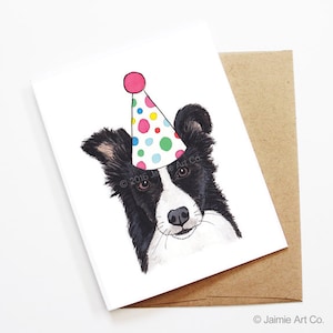 Birthday Card - Border Collie, Dog Birthday Card, Cute Birthday Card, Dog Card, Bday Card, Kids Birthday Card, Friend Birthday Card