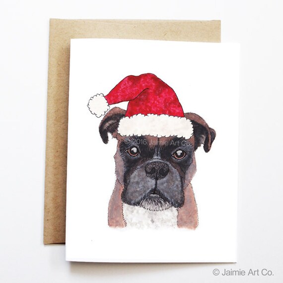 BOXER DOG SINGLE DOG PRINT GREETING CHRISTMAS CARD BOXER DOG SINGLE DOG PRINT GREETING CHRISTMAS CARD