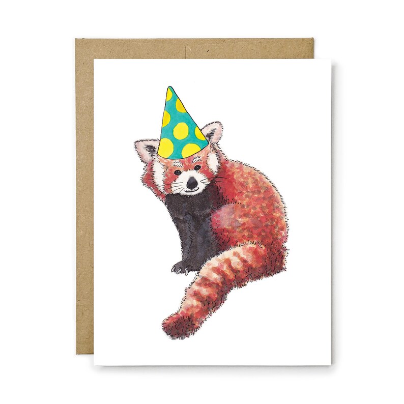 Birthday Card - Red Panda, Animal Birthday, Animal Card, Cute Greeting Card, Kids Birthday Card, Baby Birthday Card, Red Panda Birthday image 1