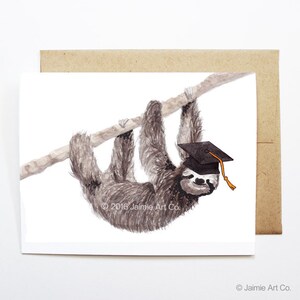 Afstudeerkaart - luiaard, afstudeerkaart, collegeafstuderen, middelbare school afstudeerder, gefeliciteerd afstudeerder, gefeliciteerd, kaart met schattige dieren, kaart luiaard