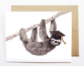 Graduation Card - Sloth, Grad Card, College Graduation, High School Grad, Congrats Grad, Congrats Card, Cute Animal Card, Sloth Card