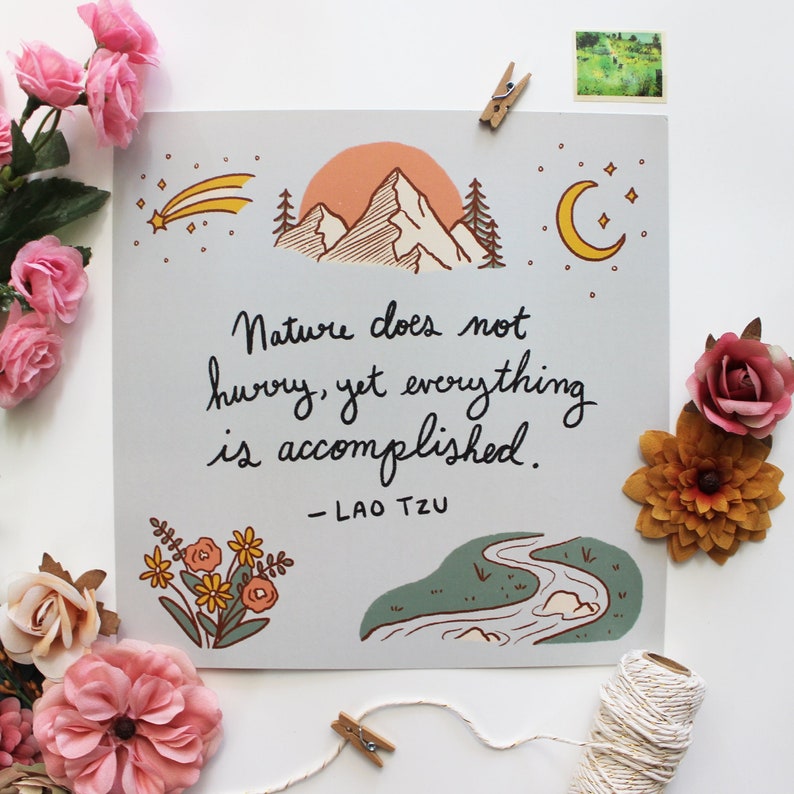 Nature Quote Wall Art, Lao Tzu Print, Slow Living Decor, Peaceful Nature Art image 2